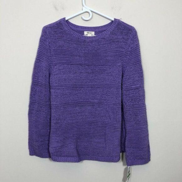 Style & Co Sweater Women Size L Lilac Kiss Purple Mixed Stitch Pull Over Sweater - Picture 1 of 5